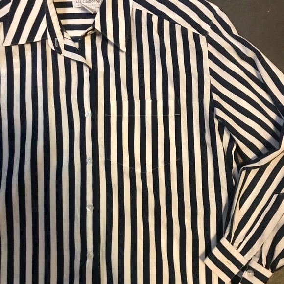 Liz Claiborne pinstriped button down like new - Picture 2 of 4